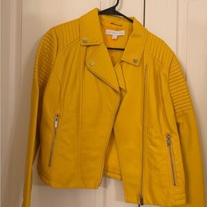 New York & Company Vibrant Yellow Leather Jacket